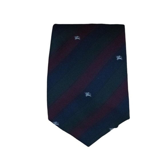 BURBERRYS Blue Striped Monogrammed Logo Silk Tie ENGLAND 57"/ 3.2" EC - Picture 1 of 7